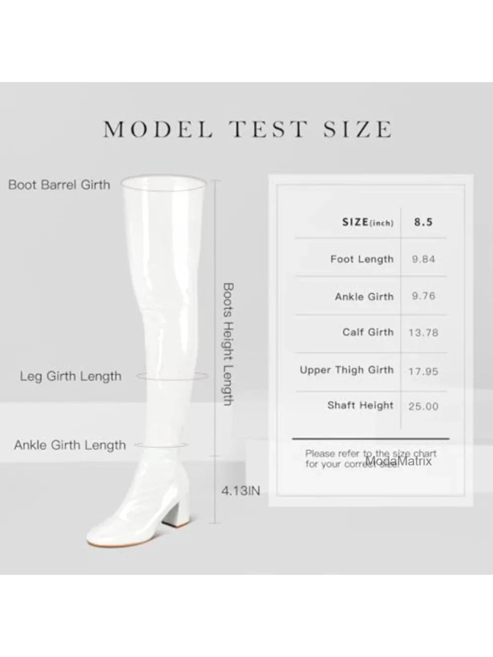 Patent PU Chunky Heel Over The Knee Boots Sexy Square Toe Side Zipper Gogo Boots